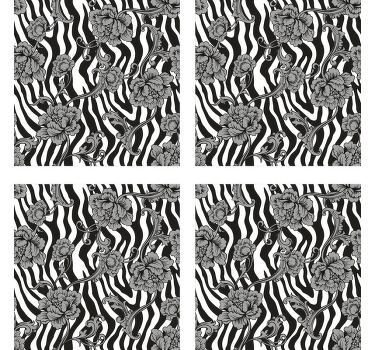 Posavasos vintage piel cebra y rosas - TenVinilo