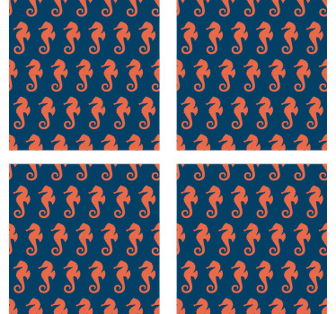 Oransje sjøhestmønster marine livunderlag - Tenstickers