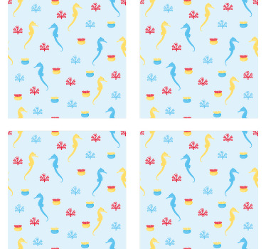 Sea horse and coral marine life coasters - TenStickers