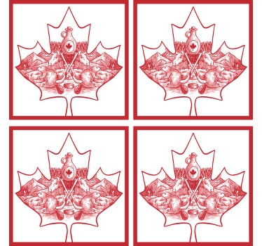 dessous de verre motif Feuille avec les symboles du canada - TenStickers