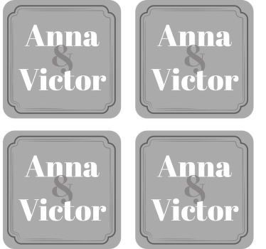 Elegant med tekst bryllup coaster - TenStickers