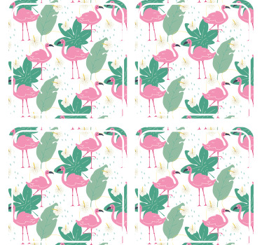 Flamingos and leaves coaster modern coaster - TenStickers