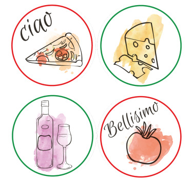 Italian food and drinks personalised coasters - TenStickers