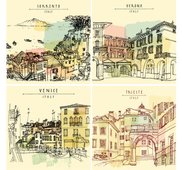 italian cities beautiful icons more coasters - TenStickers