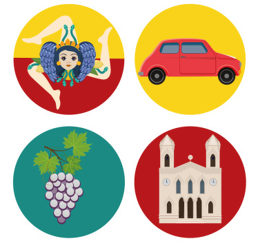 sicily coloured icons more coasters - TenStickers