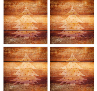 dessous de verre noel Arbre de noël sur la texture en bois - TenStickers