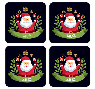 Untersetzer Weihnachten Weihnachtsmann mit Namen - TenStickers