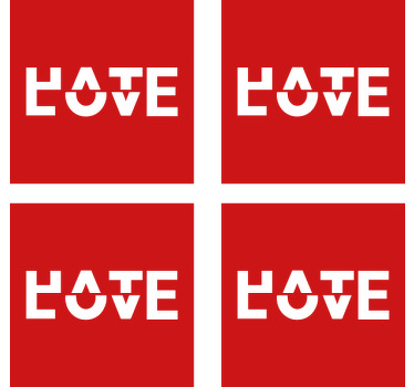 Hate love text vinyl coasters - TenStickers