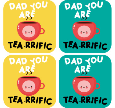 Dad tea funny text coasters - TenStickers