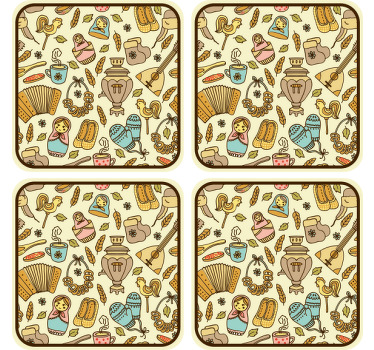 ロシアの要素は現代のコースターをパターン化します - TENSTICKERS