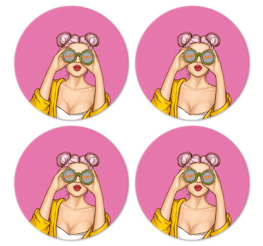 Pop art girl  modern coaster - TenStickers