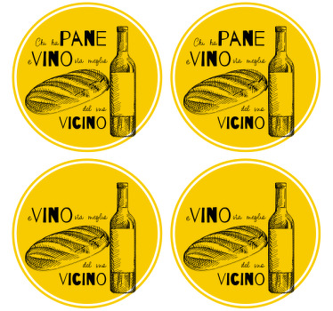 Posavasos con frases Con texto de pan y vino - TenVinilo