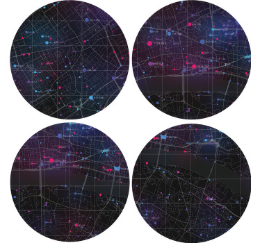 Forskellige byer kortlægger moderne coaster - TenStickers