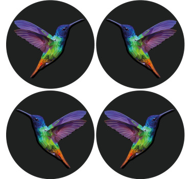 Geometrisk kolibri flere coastere - TenStickers