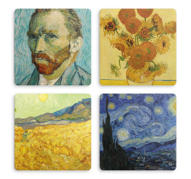 Vincents portræt og solsikker vintage coaster - TenStickers
