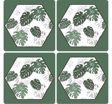 六角龟背竹更多杯垫 - TenStickers