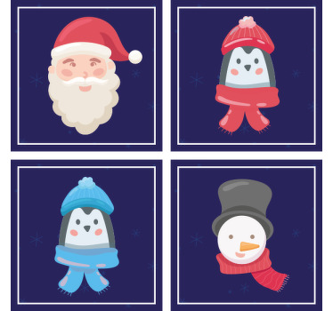 Kalėdų senelis, pingvinai ir sniego senio kalėdiniai kalneliai - „Tenstickers“