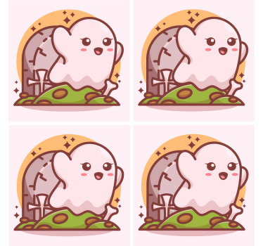 Cute ghost halloween coaster - TenStickers