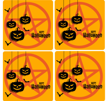 Uhyggeligt græskar motiv Halloween coaster - TenStickers