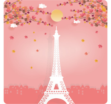 Posavasos moderno Torre eiffel y arboles rosados - TenVinilo