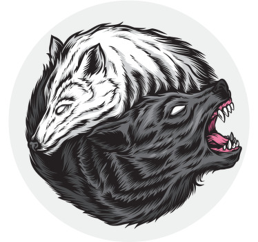 Yin yang wolf illustration halloween coaster - TenStickers