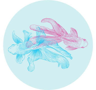 Modrá a růžová ryba předvedená moderní dráha - TenStickers