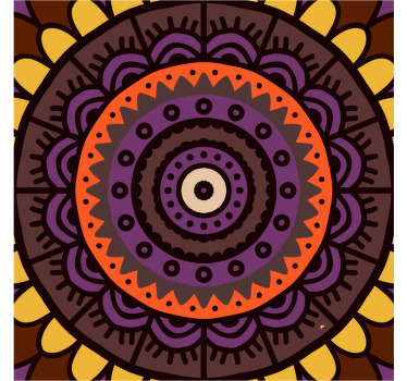 Effekt etnisk brun mandala fliserunderlag - TenStickers