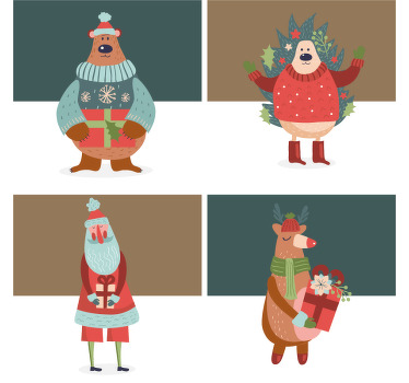 Posavasos navideño Conjunto de caracteres de vacaciones - TenVinilo