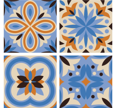 Blå og orange fliser indsamlingsunderlag - TenStickers