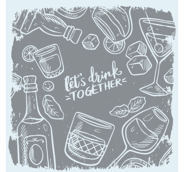 Let's drink together text coasters - TenStickers