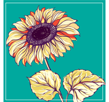 Posavasos moderno Ilustración de girasol - TenVinilo