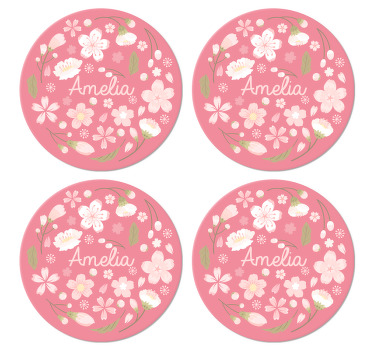 Untersetzer personalisiert Kirschblüten mit Namen - TenStickers