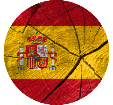 base para copos de textura de bandeira espanhola. Bandeira da espanha e efeito de madeira texturizada e madeira de crack. Forma de círculo. Inscreva-se com 10% de desconto! Obtenha agora e divirta-se!