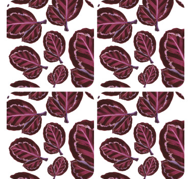 Red maranta leafs modern coaster - TenStickers