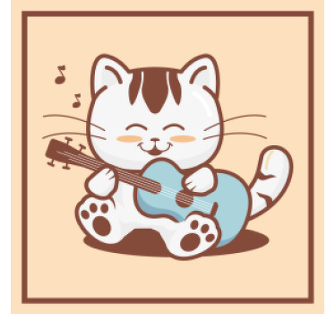 Untersetzer Modern Musiker katze cartoon - TenStickers