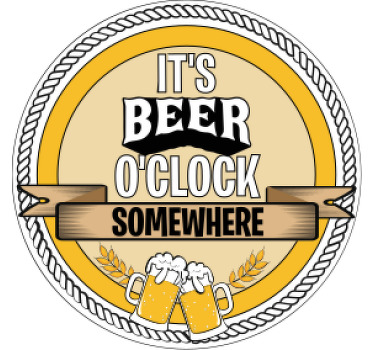 It's beer o'clock somewhere beer mats - TenStickers