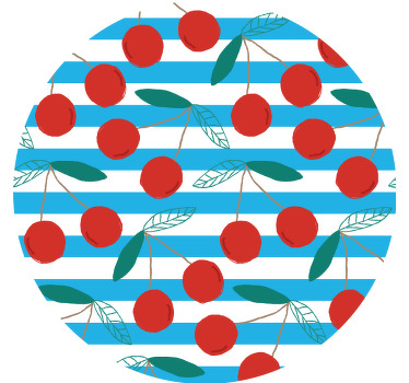 Kirsebærmønster med blå striper underlag moderne - Tenstickers