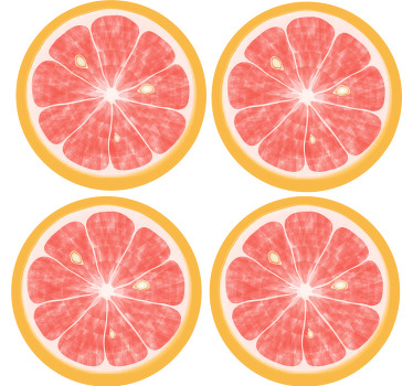 Grapefrugt pink skive flere coasters - TenStickers