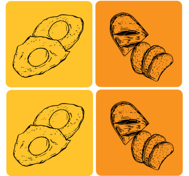 Bröd och ägg mer glasunderlägg - Tenstickers