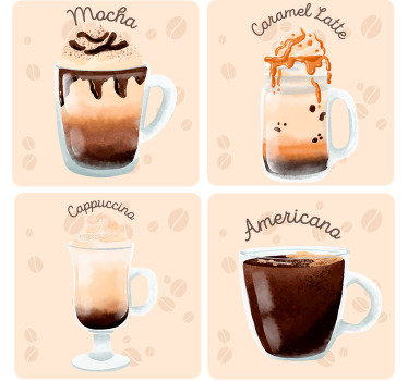 Podtácka na mieru ilustrácie kávových nápojov - Tenstickers