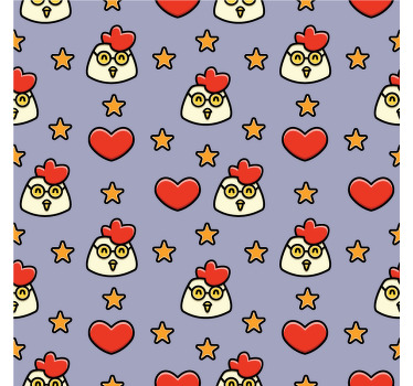 Tecknad kyckling doodle mönster modern glasunderlägg - Tenstickers