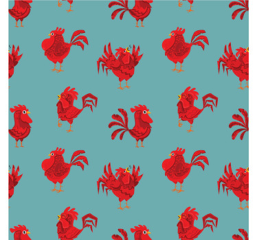 Punainen kukko sarjakuva kuvio modernit lasinaluset - Tenstickers