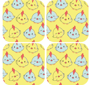 base para copos de padrão de pintinho amarelo - TenStickers