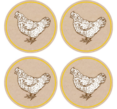 Pollito blanco sobre fondo beige posavasos - TenVinilo