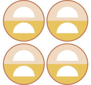 2つの半円幾何学アート現代コースター - TENSTICKERS