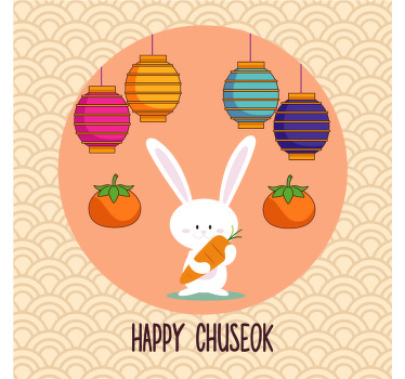 당근과 토끼 추석 텍스트 코스터 - TenStickers