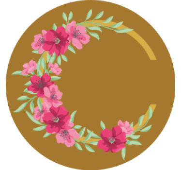 Elegant guld cirkel med blomst mere coaster - TenStickers