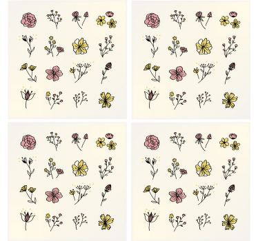 Ružové a žlté kvety moderná tácka - Tenstickers