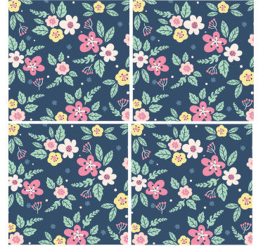 Cartoon flowers modern coaster - TenStickers