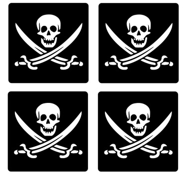 Pirat jolly roger geek coasters - TenStickers